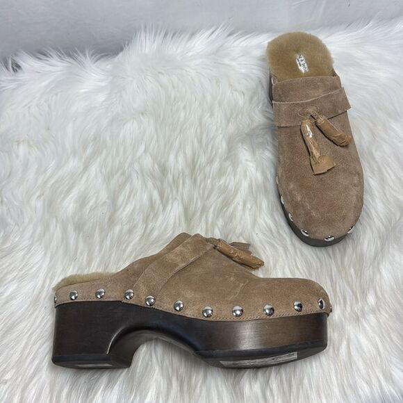Rag & Bone Johannes Tan Cow‎ Leather Platform Tassel Clogs Sz 41/US 11 - Picture 2 of 9